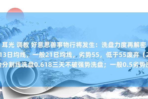 耳光 调教 好意思善事物行将发生：洗盘力度再解密！（1）均线洗盘强势13日均线，一般21日均线，劣势55，低于55废弃（2）黄金分割线洗盘0.618三天不破强势洗盘；一般0.5劣势洗盘；0.5以下不予搭理（3）...