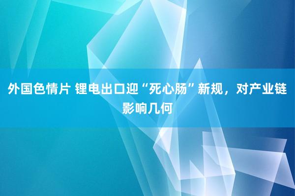 外国色情片 锂电出口迎“死心肠”新规，对产业链影响几何