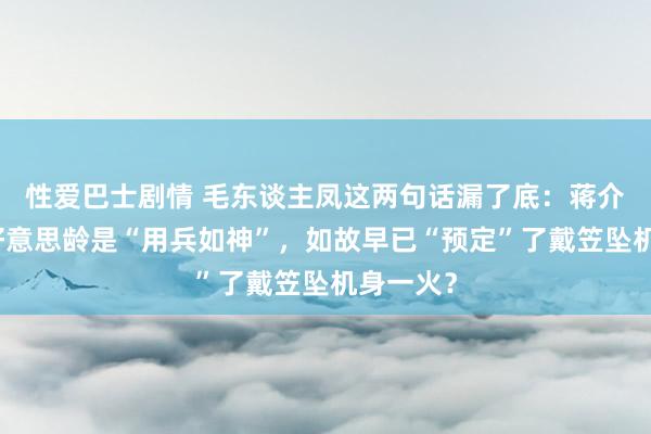 性爱巴士剧情 毛东谈主凤这两句话漏了底：蒋介石和宋好意思龄是“用兵如神”，如故早已“预定”了戴笠坠机身一火？