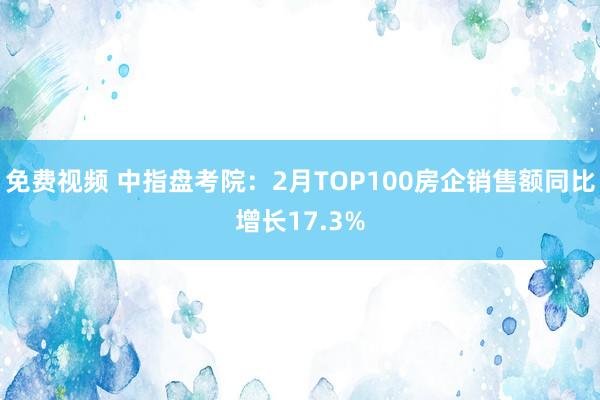 免费视频 中指盘考院：2月TOP100房企销售额同比增长17.3%