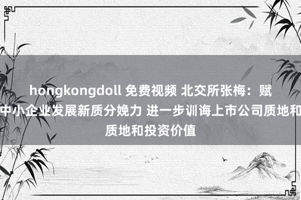 hongkongdoll 免费视频 北交所张梅：赋能改革式中小企业发展新质分娩力 进一步训诲上市公司质地和投资价值