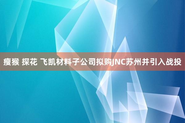 瘦猴 探花 飞凯材料子公司拟购JNC苏州并引入战投