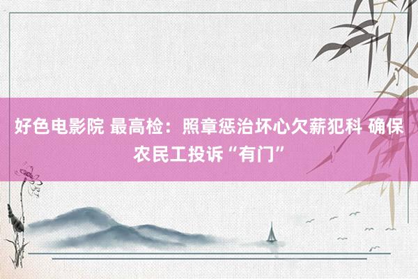 好色电影院 最高检：照章惩治坏心欠薪犯科 确保农民工投诉“有门”