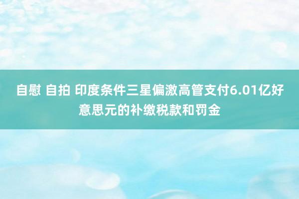 自慰 自拍 印度条件三星偏激高管支付6.01亿好意思元的补缴税款和罚金