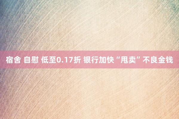 宿舍 自慰 低至0.17折 银行加快“甩卖”不良金钱