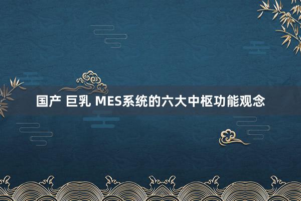 国产 巨乳 MES系统的六大中枢功能观念