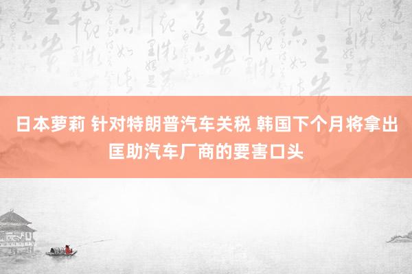 日本萝莉 针对特朗普汽车关税 韩国下个月将拿出匡助汽车厂商的要害口头