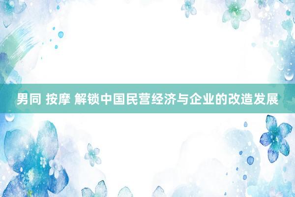 男同 按摩 解锁中国民营经济与企业的改造发展