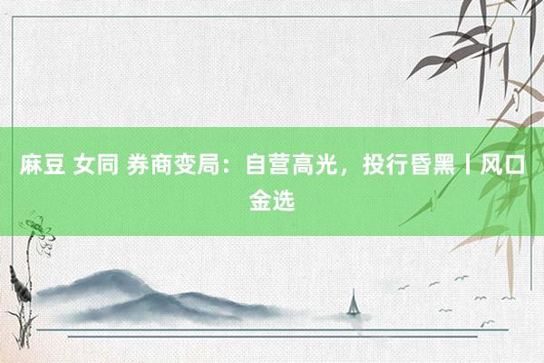 麻豆 女同 券商变局：自营高光，投行昏黑丨风口金选