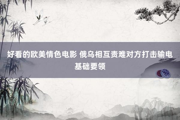 好看的欧美情色电影 俄乌相互责难对方打击输电基础要领
