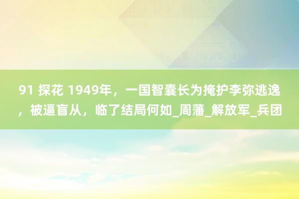 91 探花 1949年，一国智囊长为掩护李弥逃逸，被逼盲从，临了结局何如_周藩_解放军_兵团