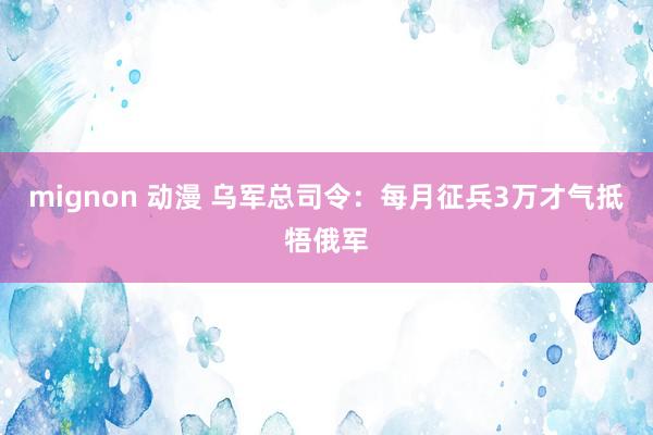mignon 动漫 乌军总司令：每月征兵3万才气抵牾俄军