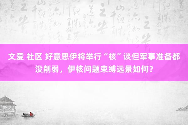文爱 社区 好意思伊将举行“核”谈但军事准备都没削弱，伊核问题束缚远景如何？