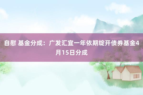 自慰 基金分成：广发汇宜一年依期绽开债券基金4月15日分成