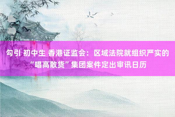 勾引 初中生 香港证监会：区域法院就组织严实的“唱高散货”集团案件定出审讯日历