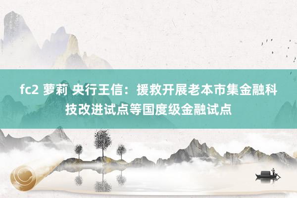 fc2 萝莉 央行王信：援救开展老本市集金融科技改进试点等国度级金融试点