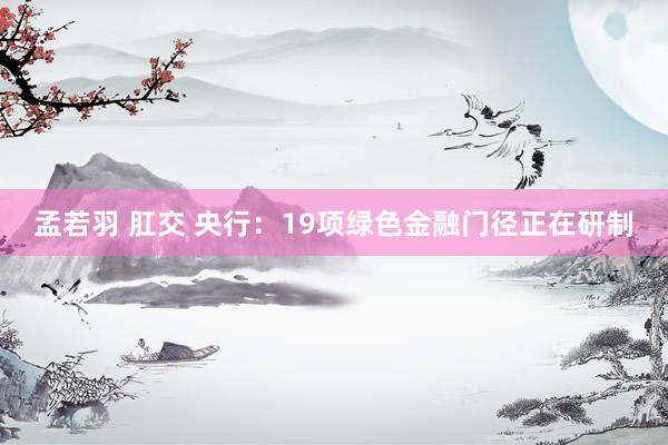 孟若羽 肛交 央行：19项绿色金融门径正在研制