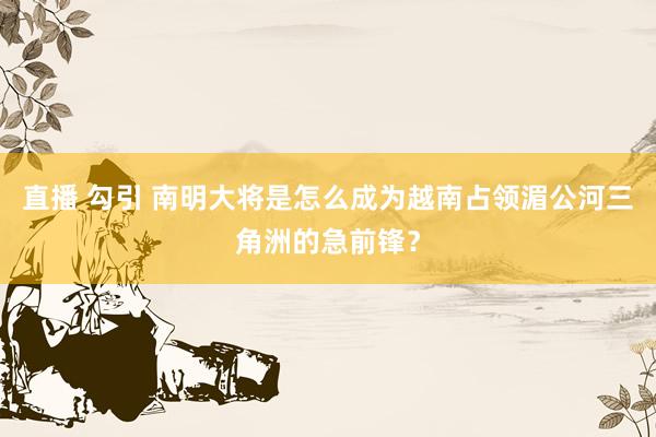 直播 勾引 南明大将是怎么成为越南占领湄公河三角洲的急前锋？