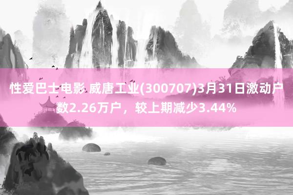 性爱巴士电影 威唐工业(300707)3月31日激动户数2.26万户，较上期减少3.44%