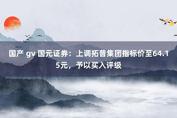 国产 gv 国元证券：上调拓普集团指标价至64.15元，予以买入评级